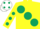 Silk - YELLOW, large dark green spots & spots on sleeves, white cap, dark green spots