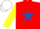 Silk - RED, royal blue star, yellow sleeves, white cap