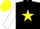 Silk - Black, Yellow star, White sleeves, Yellow cap