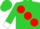 Silk - Lime Green, Red large spots, White Cuffs
