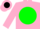 Silk - Pink, Black F on Green disc, Green &