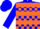 Silk - Blue, Orange Blocks, Orange Hoops and