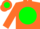 Silk - Orange, orange '3+U' on green disc on