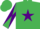 Silk - EMERALD GREEN, purple star, diabolo on sleeves, emerald green cap