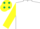 Silk - WHITE, yellow sleeves, yellow cap, dark green spots