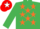 Silk - EMERALD GREEN, orange stars, emerald green sleeves, red cap, white star