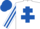 Silk - WHITE, royal blue cross of lorraine, striped sleeves, royal blue cap