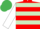 Silk - Red, Light Green hoops, White sleeves, Emerald Green cap