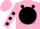 Silk - Lime, pink 'D' on black disc, black spots