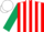 Silk - Red and white stripes, dark green sleeves, white cap