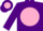Silk - Purple, purple 'H' on pink disc on back,