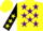 Silk - YELLOW, purple stars, black sleeves, yellow stars, yellow cap