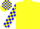Silk - Yellow, Blue '$', Yellow Blocks on White