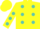 Silk - Yellow, Turquoise spots, Turquoise Bars