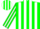 Silk - GREEN, white 'V', white stripes on