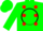 Silk - Green, Red spots & 'P' in Black Circle