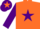 Silk - Orange, Purple star and sleeves, Purple cap, Orange star