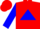 Silk - Red, Blue Triangle, Blue Sleeves, Red