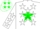 Silk - White, Green Star, White Stars on Green