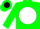 Silk - Green, Black 'R' on White disc, Black