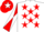 Silk - White, Red stars, Red and White diabolo on sleeves, Red cap, White star