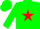Silk - Green, green shamrock on red star, green