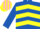 Silk - Royal Blue, Yellow chevrons, Pink and Yellow striped cap