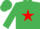 Silk - Emerald Green, Black 'K' on Red Star,
