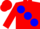 Silk - Red, Blue large spots, Blue Bars on