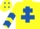 Silk - Yellow, Royal Blue Cross of Lorraine, chevrons on sleeves, diamonds on cap