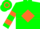 Silk - Green, Orange Diamond Hoop, Orange