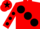 Silk - RED, large black spots, black spots on sleeves, black star on cap