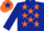 Silk - DARK BLUE, orange stars, orange cap, dark blue star
