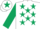 Silk - White, Dark Green stars, sleeves and star on cap