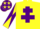 Silk - YELLOW, purple cross of lorraine, diabolo on sleeves, purple cap, yellow stars