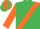 Silk - EMERALD GREEN, orange sash & sleeves, striped cap