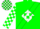 Silk - Green, White Diamond Sash, Green Blocks