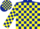 Silk - DARK BLUE, yellow bell and blocks on