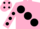 Silk - Pink, large black spots, pink sleeves, black spots and spots on cap