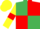 Silk - Emerald green and red (quartered), yellow sleeves, red armlets, yellow cap