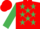 Silk - Red, Emerald Green stars and sleeves, Red cap