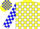 Silk - Yellow, Blue $ Emblem, White Blocks on
