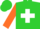 Silk - Lime Green, White Cross, Orange Sleeves