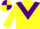 Silk - YELLOW, Purple chevron, Yellow sleeves, Yellow cap & Purple quartered