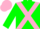 Silk - GREEN, pink cross belts, pink cap