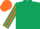 Silk - Dark Green, Orange striped sleeves, Orange cap