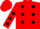Silk - Red, black circled 'GLB' and spots, black