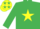 Silk - EMERALD GREEN, yellow star, yellow cap, emerald green stars