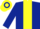Silk - DARK BLUE, yellow panel, yellow armlet, hooped cap