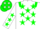 Silk - White, green epaulets, green stars,